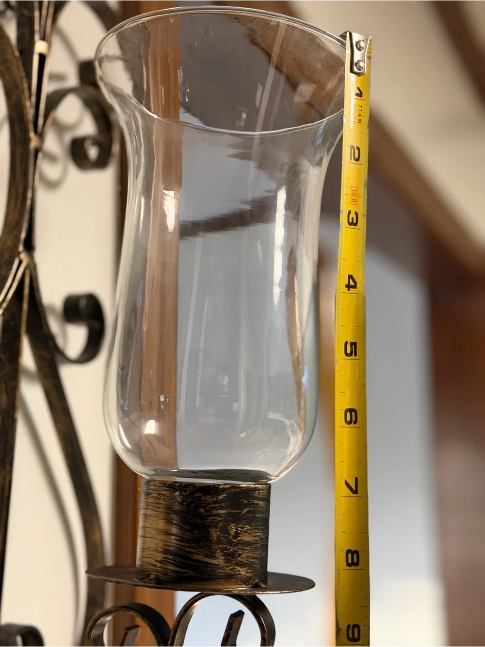 Decorative Metal Wall Sconce with Clear Glass - Bronze Finish Ser of 2